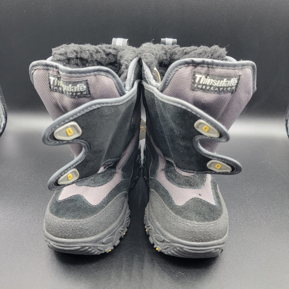 Gap Little Kids Snow Boots Sz 13 Black Grey Yellow 3M Thinsulate Insulation New - Picture 6 of 11